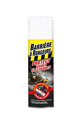 BARRIERE A RONGEURS Résine Protect Gaines électriques, Jusqu'à 6 mois, Aérosol 400 ml, BARGAINE400, Noir, 6 x 6 x 20 cm Cover