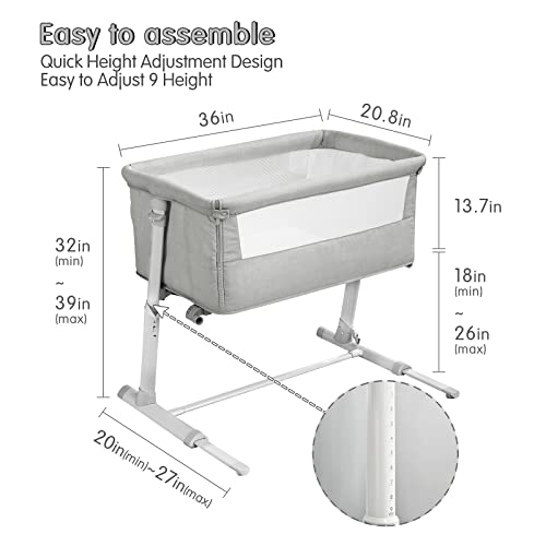Sycyh Baby Bassinet Bedside Sleeper Bedside Bassinet Crib Ideal For Newborn Boy Girl Babies Adjustable Height Design With Premium Breathable Mattress #TOP5
