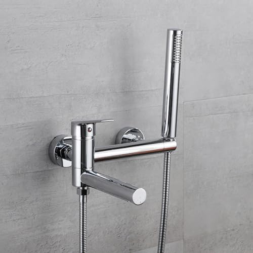 Mitigeur de douche noir avec douchette et tuyau pour baignoire élégante