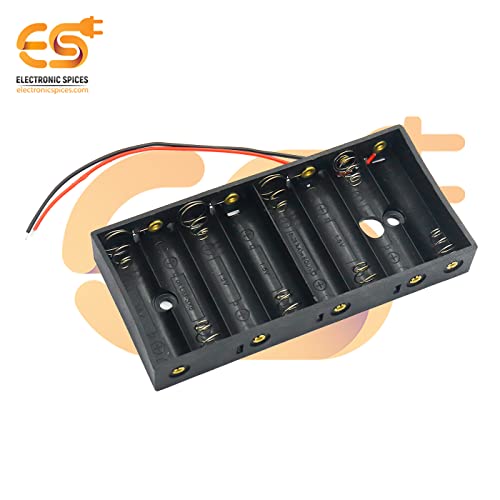 Image of Electronic Spices AA 8 Cell Battery Holder Hard Plastic Case With Wire Pack of 1 (1.5v X 8cells = 12volt)