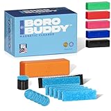 SNOWTREE - BoroBuddy Pro Magnetic Glass Cleaner | Cleans Hard to Reach Stains on Glass, Ceramic, Metal Pieces of All Shapes & Sizes | Glass Pieces, Bottles, Glassware | Free Scrubber Pads | Tangerine