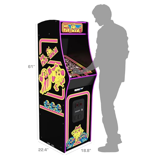 Ms. Pac-Man Deluxe Arcade Machine for Home: Full-Size Stand-Up Cabinet with 14 Classic Games and 17-Inch Screen