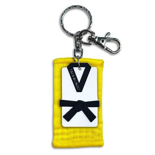 TAE-S Taekwondo Key Chain with Name tag-Premium Quality-Thoughtful Gift Idea for Martial Arts and Taekwondo Students and Teachers - Yellow