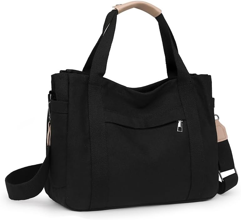 Canvas Crossbody Tote Bag for Women Laptop Work Handbag Shoulder Messenger Bag Travel Cute Aesthetic Tote Bag Purse - Image 4