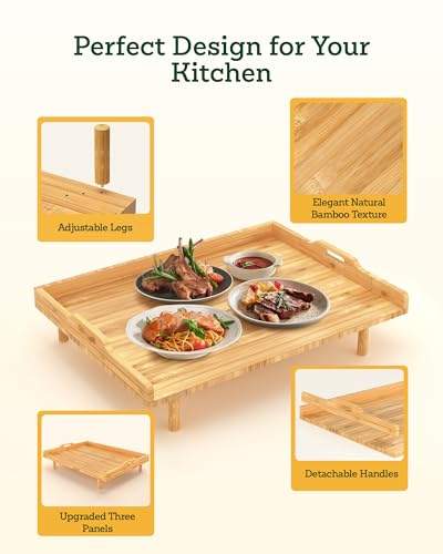 Cubierta de cocina de bambú para estufa eléctrica y de gas miniatura 6