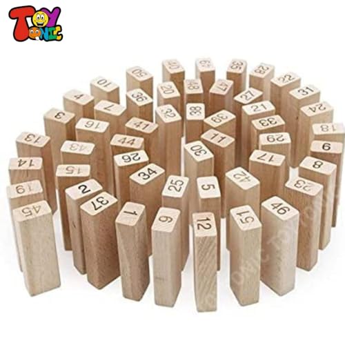 Image of TOYTONIC Tumbling Tower Wooden Game - Stacking Puzzle Blocks for Kids, Adults & Families - Indoor Party Game & Brain Teaser - Fun Balancing Toy for Boys & Girls of All Ages