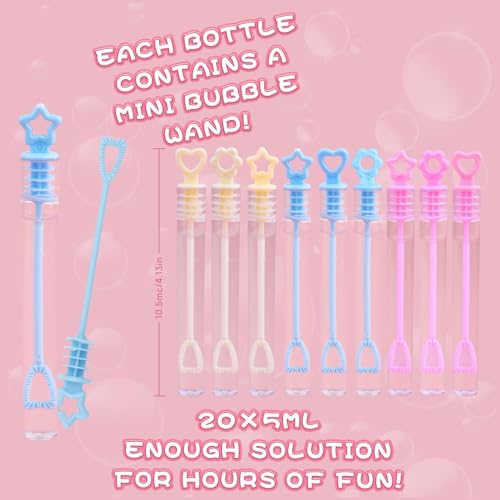 DERAYEE 20 Stück Mini Seifenblasen Set,Kleine Seifenblasen,Mini Blasenstäbe,Seifenblasenstab für Kinder Gastgeschenk Hochzeit Valentinstag Fest Mitgebsel Feizeit Sommer-Spielzeug