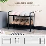 Black Double-Layer Stackable,2-Tier Expandable And Adjustable Metal Shoe Rack,Suitable For Storing Shoes,Small Shoe Rack At The Front Door,Sturdy Metal Material,Suitable For Small Space Apartments