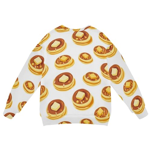 JUNZAN Pancakes Butter Maple Syrup White Kids Boys Hoodie Sweatshirt Fleece Fall Tops Shirts Camping 4T2