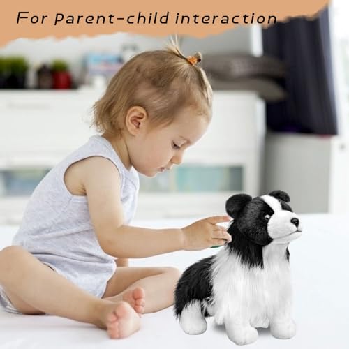 Tiny Heart Border Collie Stofftier Plüschtier 28cm/11” realistisches Border Collie Plüsch schönes Tier niedliche und weiche Geschenke Hund für Kinder Jungen und Mädchen Spielzeug Schwarz