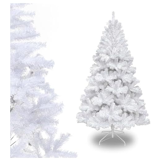 Árbol de Navidad Artificial, Árbol de Navidad 120cm/150cm/180cm/210cm, de PVC difícilmente inflamable, Montaje rápido, Plegable, Incluye Soporte de Metal (180 CM, Árbol PVC Blanco)