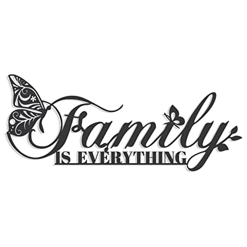 Family Signs Metal Wall Decor, Family Is Everything Word Sign with Butterfly for Home Decor Wand, Black Iron Wall Art Plaque Decorations for Living Room, Housewarming, 43.2x16 cm (Family) Cover