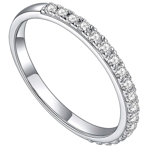 YODEWA Moissanite Wedding Band for Women Half Eternity 925 Sterling Silver 0.3ct DEF Color VVS Lab Created Moissanite Thin Real Moissanite Anniversary