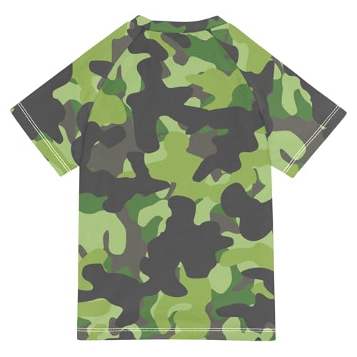 Aflyko Kid Rashguard Shirt Military Camo Green Gray Boys Girls Swimsuit Top2