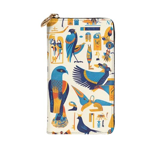 Leather Wallet - Stylish and Durable Wallet for Women with Multiple Compartments and Zipper Design egypt hieroglyphics Picture2