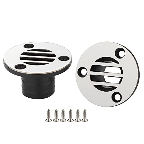 VTurboWay 2 Stück Nylon w' 316 SS Verkleidungsabdeckung 53 x 30 mm Bootsboden-Ablauf passend für Yacht Kajak Deck Drainage Supplies, schwarz, inklusive Befestigungsschrauben Cover