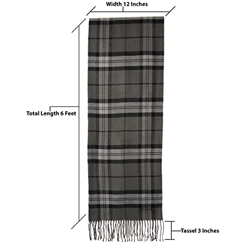 Scarf Deals Cashmere Feel Winter Fall Scarfs For Women Men Soft Like Wool In Tartan Checkered Plaid Scarf Made Of Scotland Fashion Gift Black Grey Long #TOP1