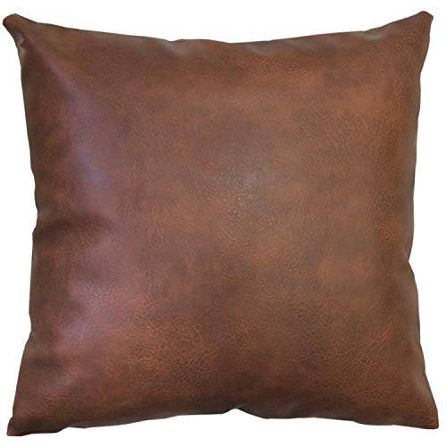 JOJUSIS Moderner Leder-Kissenbezug für Couch, Sofa, Bett, 100 % Kunstleder, Dunkelbraun, 45,7 x 45,7 cm