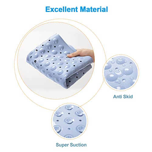 Amazerbath Baby Blue Bathtub Mat Non Slip Bath Mat For Tub, 40 X 16 Inches Bath & Shower Safety Mats With Suction Cups And Drain Holes, Extra Large Shower Mat #TOP1