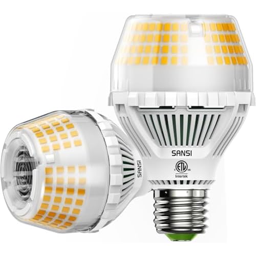 SANSI 300W Equivalent A19 LED Light Bulb, 5000 Lumens E26 LED Bulb with Ceramic Technology, 3000K Soft Warm Non-Dimmable, 25,000-Hour Lifetime, Efficient Safe, 2 Pack 35W Energy Saving for H