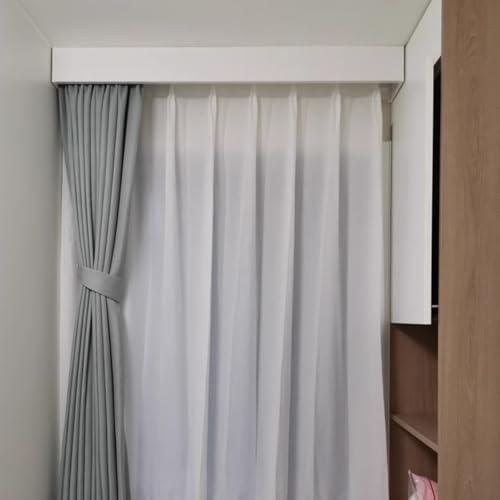 Extra Long White Double Track Curtain Rod with Pelmet Box, 3-in-1 Detachable Valance & Ceiling Mount, Ideal for 17ft (518cm) Curtains, Home Decor Solution