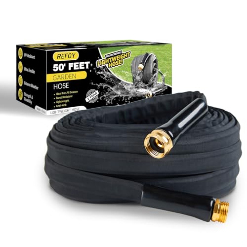 Flexible Garden Hose 50 FT, Anti-Kink Non-Expandable, Ultra-Lightweight Water Hose with Aluminum-Coated Copper Fittings for RV, Camping, Yard, Outdoor Use 50FT