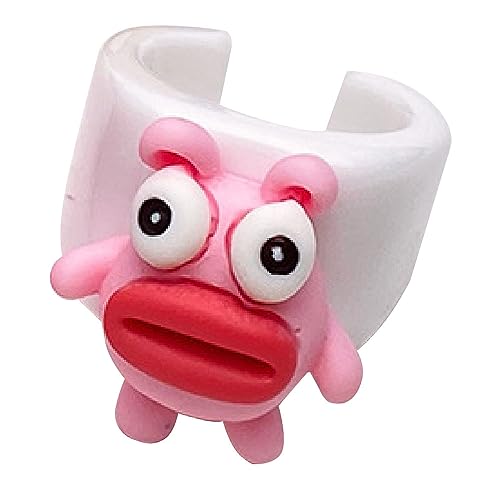 Syrisora Anéis de articulação infantil com estampa de animal com abertura colorida e moderna de resi