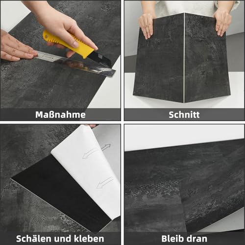 Mulgreat - PVC Bodenbelag - 12 Fliesen Selbstklebende Vinyl-Fliesen - Vinylboden - Betoneffekt - Vinylboden Selbstklebend - 60,96 cm x 30,48 cm Dicke 1,5 mm 2.23m²