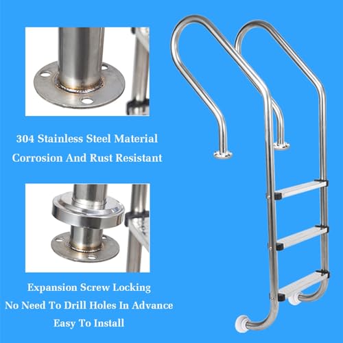 Escalera para piscina de 3 peldaños XLTFUC 304 acero inox miniatura 3