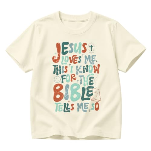 Image of Christian Shirts for Boys Kids Jesus Loves You Bible Verse God T Shirts Religious Faith Cute Graphic Tees Casual Tops