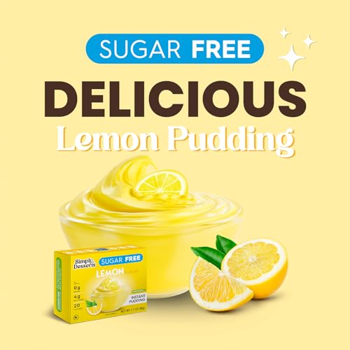 Image of Simply Delish Instant Delicious Lemon 6 Pack Pudding Mix - Delicious Guilt Free Desserts - All Natural, Sugar Free, Non GMO, Gluten Free, Fat Free, & Vegan