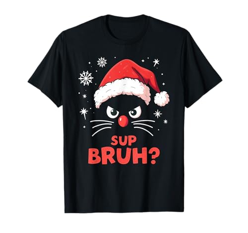 Meme divertente con scritta "Bruh with Cat" (lingua italiana non garantita) Maglietta