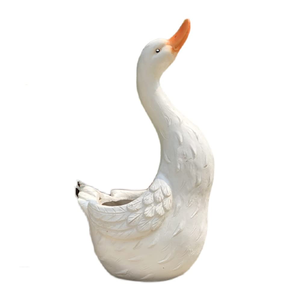 Statue animale en résine pour pot de fleur blanc de jardin 25x18x42cm
