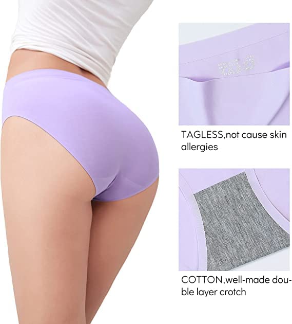 Image of SHAPERX Women Panties Multi Color Seamless Plus Size Panty No Show Hipsters line Silky Regular All Day Comfort /Brief Innerwear Mid Waist Panty Pack of 4