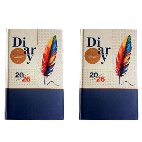 Image of TULMAN 2026 Diary Hardcover Design Everyday Notebooks (22x14 cm), Best for Study Planner, Personal Journal, Business Planning & Stationery Lovers - creamy beige - 2 Pack