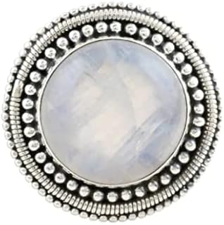 Moonstone Ring, Moonstone Sterling Silver Ring, Moonstone Jewelry, Moonstone Birthstone, Moonstone Round Ring, Blue Flash Moonstone Ring, Promise Ring, Vintage Ring, Anniversary Gift