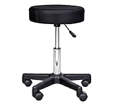 HOMCOM Hydraulic Swivel Salon Spa Stool Height Adjustable Facial Massage Tattoo with 3 Changeable Seat Covers, Black