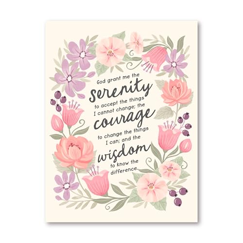 HoneyKICK Arte de pared de oración de serenidad, decoración de versículo bíblico para inspiración diaria, póster de 12 x 16 pulgadas con flores moradas