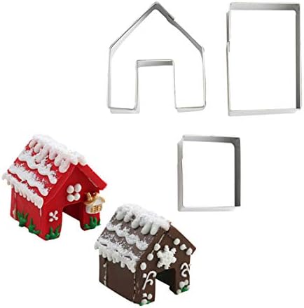 La Tartelette 3 Pcs Stainless Steel Christmas Mini House Mold Gingerbread Cookie Cutter Set Cupcake Chocolate House (Small)