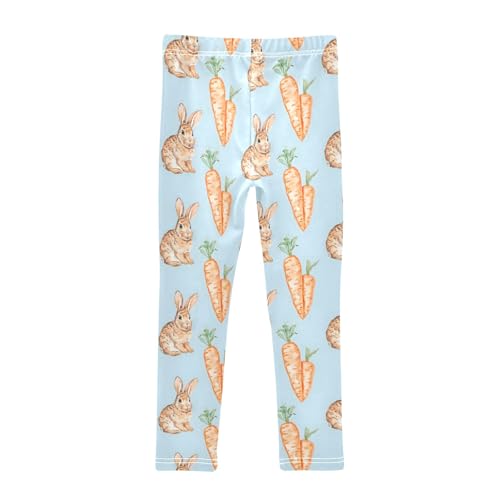 Rabbit and Carrot on Blue Girls Leggings Athletic Pants Tights Stretch Bottom2