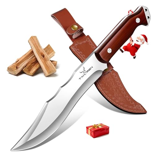TAN REN Machete Knife Survival, Heavy Duty Machete with Sheath for Cutting Trees and Yard Work, Full Tang Fixed Blade Knife with Wood Handle, Survival Machetes for Chopping, Clearing Brush