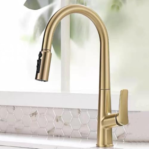 Robinet de cuisine à 3 voies pivotant et pulvérisateur extractible en laiton blanc