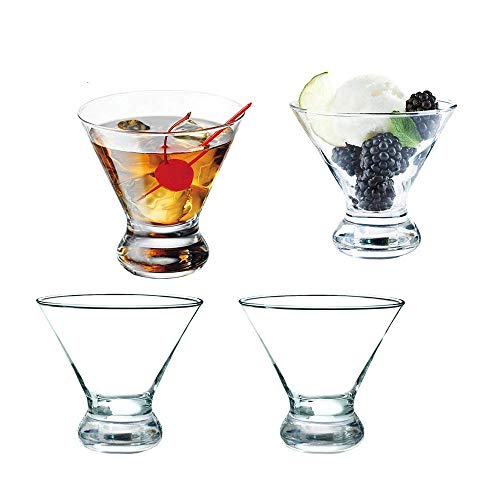 Stemless Thick Cocktail Glass Martini Whiskey 8 oz Dessert Cup Ice cream Cupset of 4