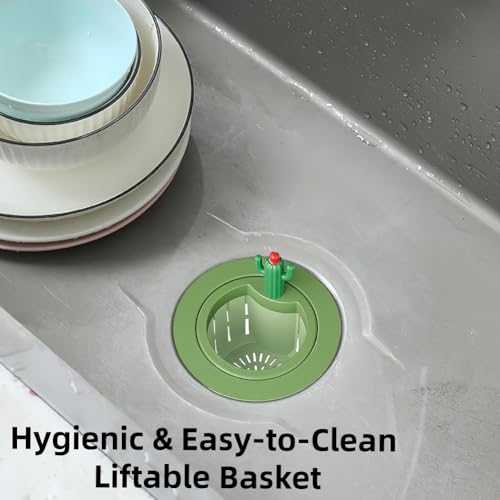 Colador de fregadero con diseño cactus, cesto automático y multifuncional miniatura 6