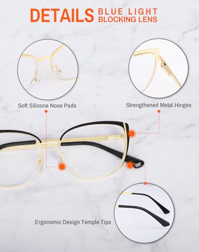 Image of Blue Light Blocking Glasses Women Anti Eyestrain Computer Cat Eye Eyeglasses Cat Eye Clear Frame