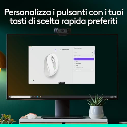 Signature M650 Mouse wireless - Per mani piccole e medie, Durata Batteria 2 anni, Clic Silenziosi, Tasti Personalizzabili, Bluetooth, per PC/Mac/Più dispositivi/Chromebook - Bianco - Mouse gaming - Immagine 5