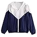 Produktbild Ansenesna Hoodie Jacke Damen Herbst Rot Blau Sport Elegant Mantel Mädchen Reißverschluss Langarm Locker Fitness (Blau, S)