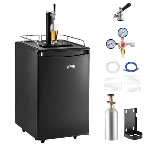 VEVOR Beer Kegerator, Single Tap Commercial Draft Beer Dispenser for D system, Full Size Keg Refrigerator with 5lbs CO2 Tank, Hold 2 Sixth / 2 Ball lock keg, Black