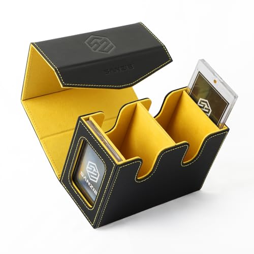 Image of SANZIE Card Deck Box for MTG Commander Deck Box with 2 Toploaders 35PT fits 240+ Single Sleeved Trading Cards PTCG TCG Deck Box for Trading Cards (Black)