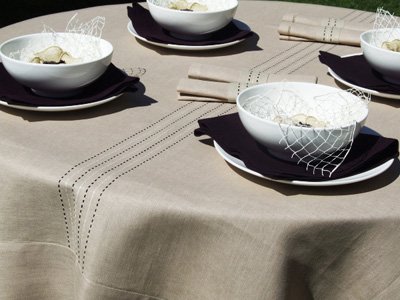 Servilletas berenjena de lino y algodón para cenas elegantes 2